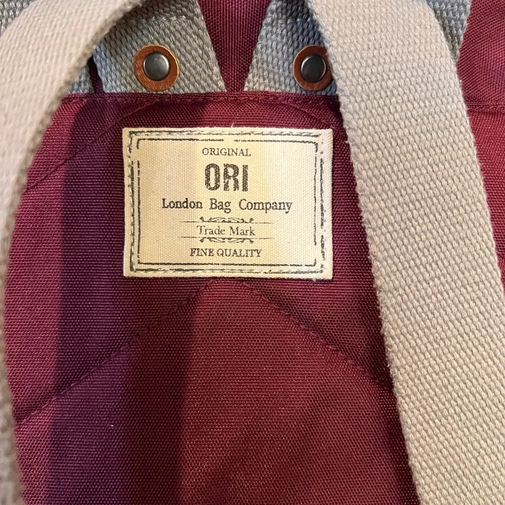 Maroon Canvas Backpack Tote with Gray Straps - Picture 2 of 4